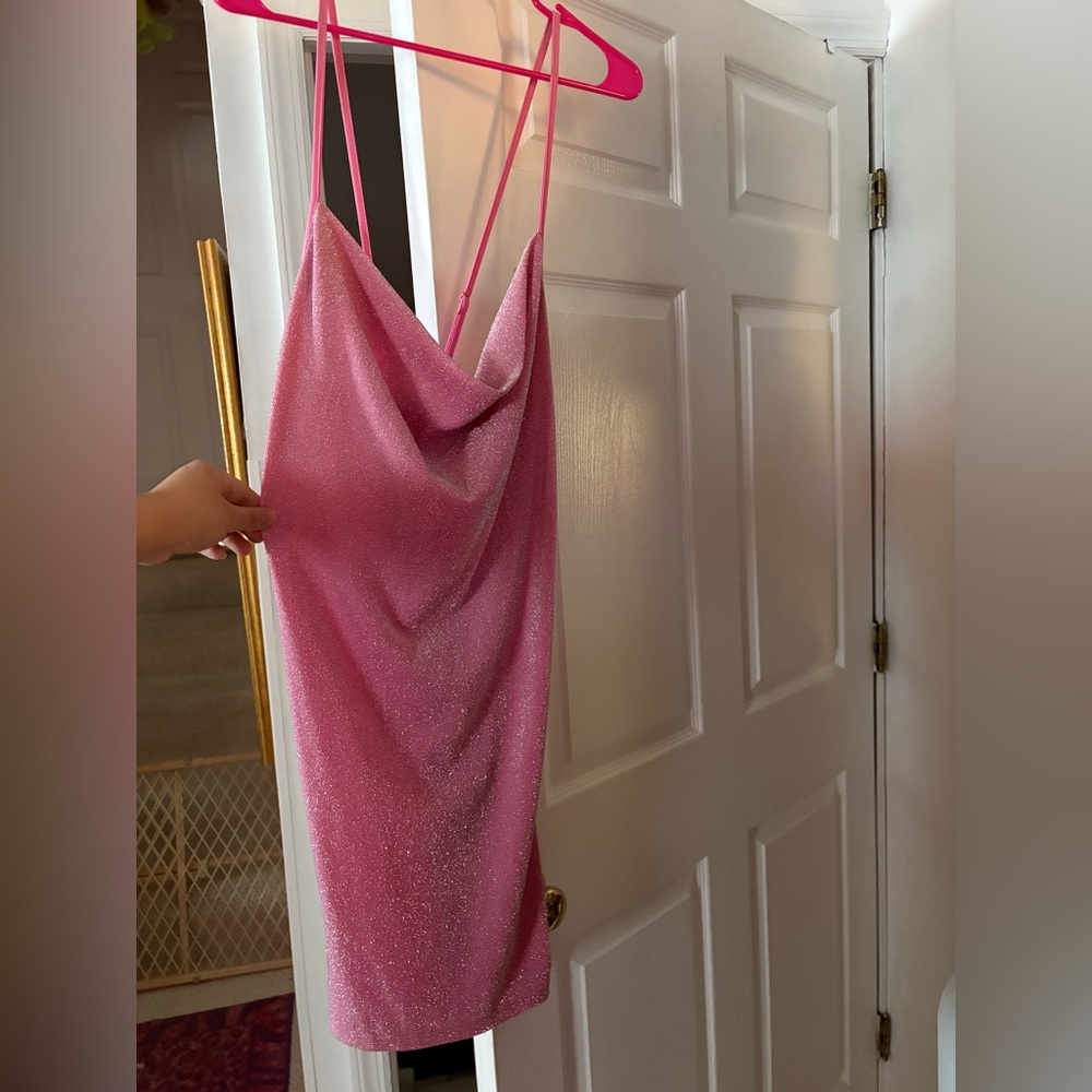 SHEIN Sparkly Hot Pink Curve Slip Dress